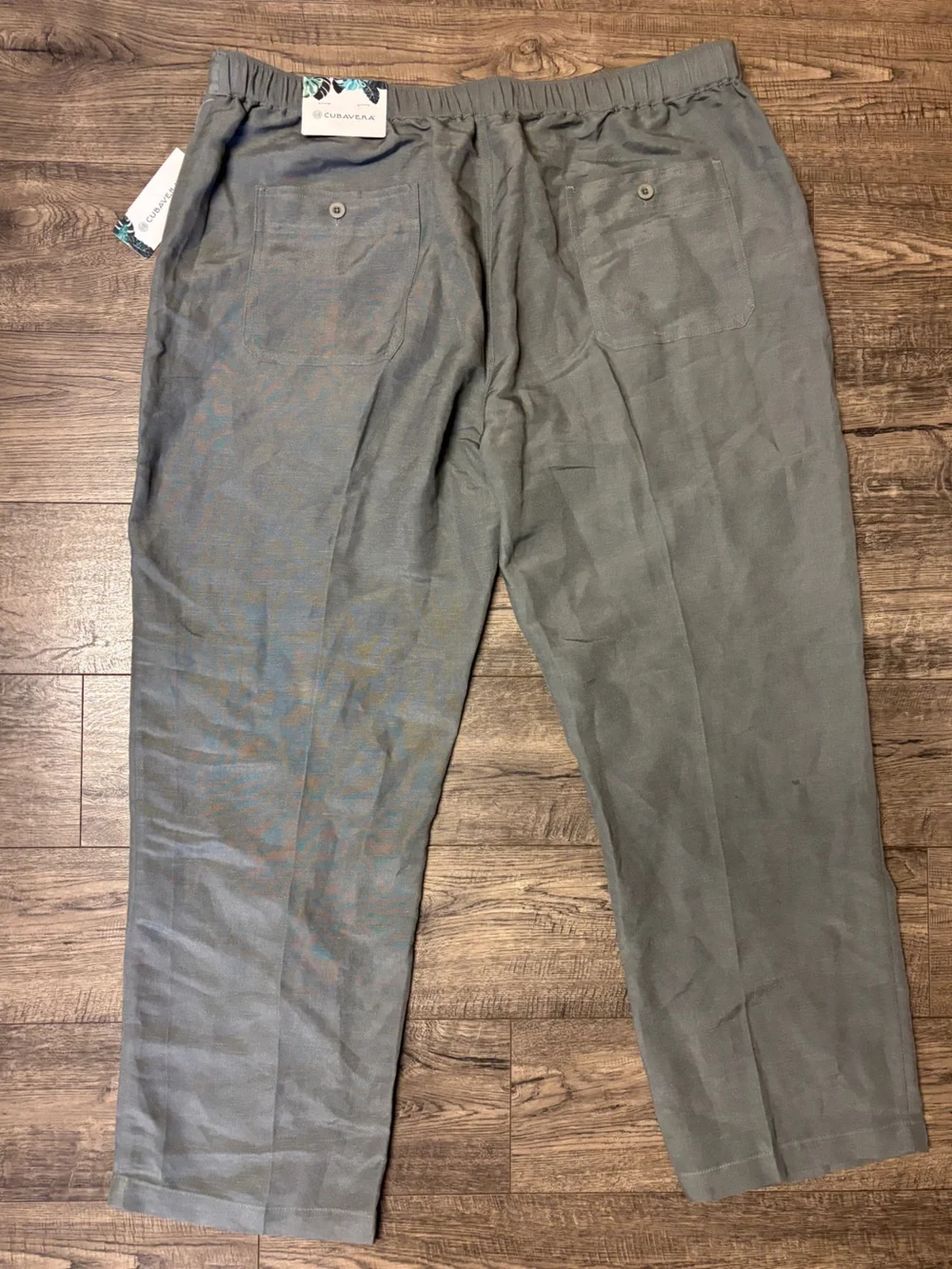 Cubavera Men’s Linen Blend Drawstring Pants Green XL 40-42 Elastic Waist NWT